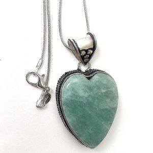 Heart-shaped Amazonite Pendant .925 ss overlay